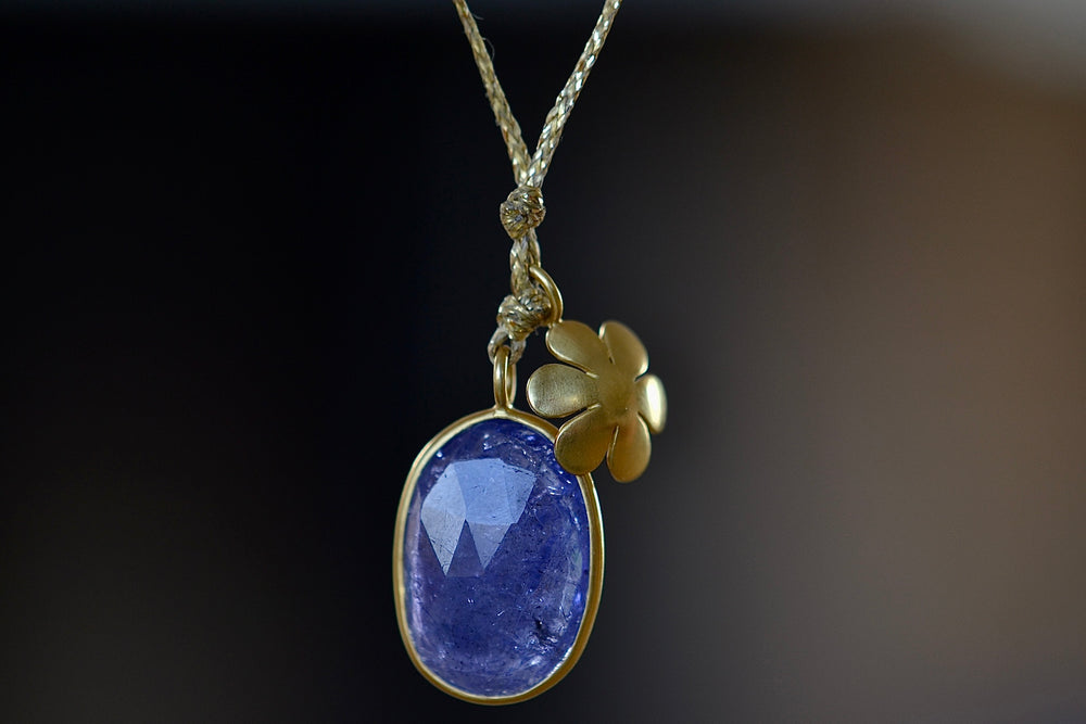 View from back of Single Colette Set Necklace in Tanzanite.