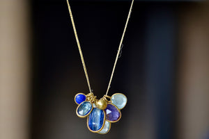 View from back of Colette Mixed Blues cluster necklace by Pippa Small.