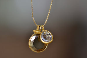 Double Colette Necklace in Pyrite and Rutilated Quartz by Pippa Small.