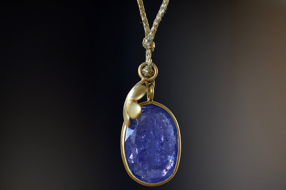 Close up of Single Colette Set Necklace in Tanzanite by Pippa Small.