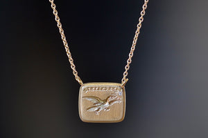 Close up of Fearless Motto Necklace with Diamond by Makiko Wakita.