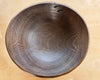 Inside of big turned wood Circle Factory Bowl in Brown Oak With Ridges and Repair Detail by George Petersen.