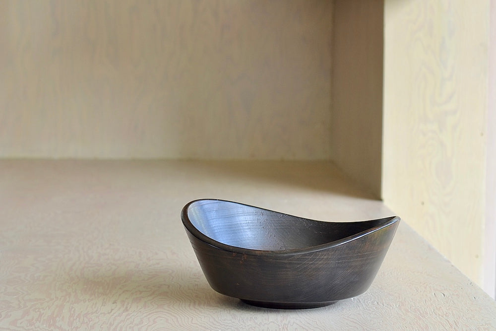 Circle Factory turned wood bowl in stained Black Cherry by George Peterson. Made from reclaimed wood in North Carolina.