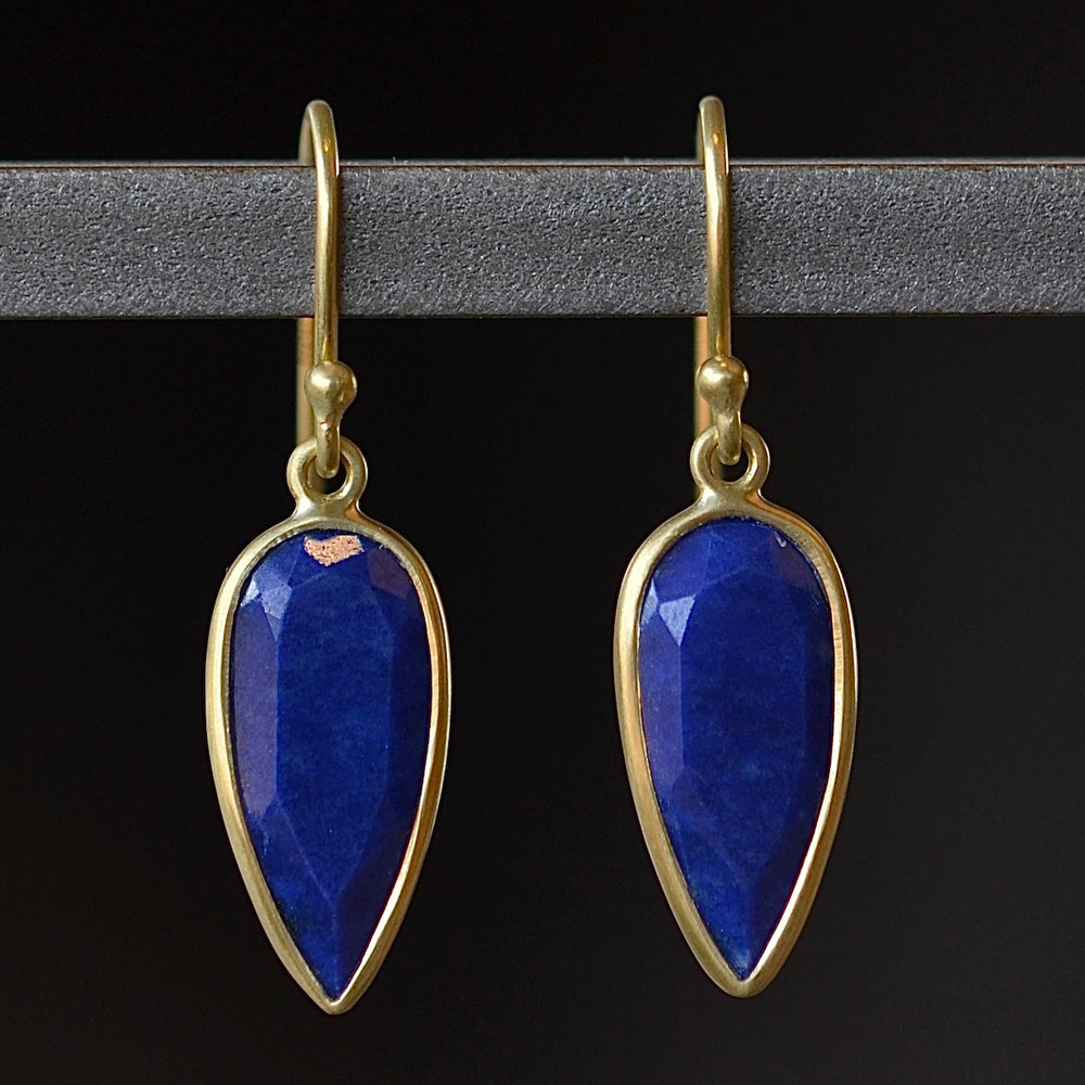 Medium leaf earrings by Tej Kothari in Lapis Lazuli.