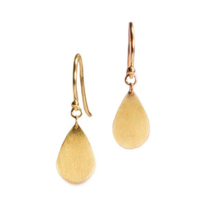 Teardrop earrings on white background.