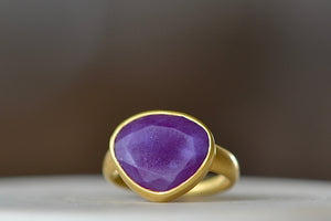 Turned view of Pipp Small's Large Greek ring in Sugalite. Size 6.5 