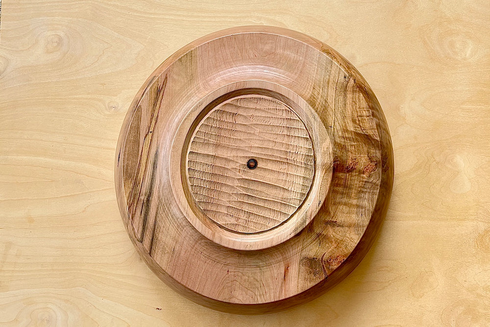 Circle Factory Bowl in Maple upside down.