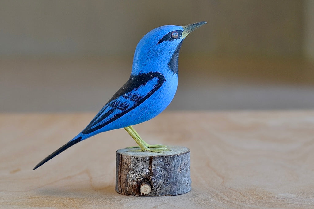 Decorative Wood bird from Brazil - Sai Azul