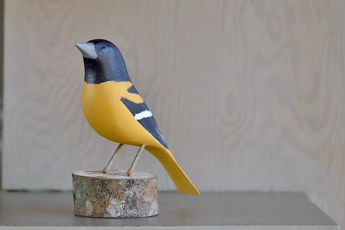 Handmade wood wooden birds from Brazil  Baltimore Oriole