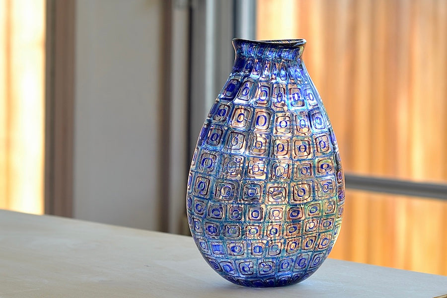 Robin Mix Small Murrine Vase with Blue windows