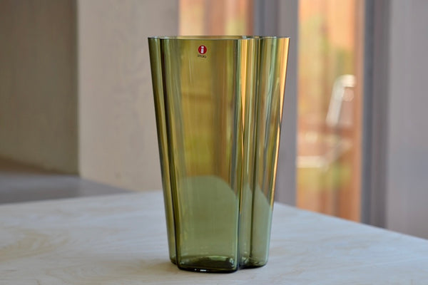 Tall Moss Green Vase by Alvar Aalto.