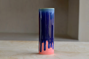 
            
                Load image into Gallery viewer, Dark blue and peach cylinder vase by Yuta Segawa.
            
        