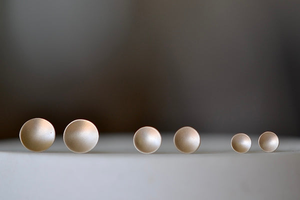 Carla Caruso 14k yellow gold matte satin Polka Dot Stud Studs Earrings in small, medium and large.