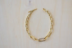 Knife Edge Oval Link Chain Bracelet with Single Pave Link