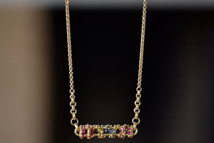 Horizontal Fontaine Bar Necklace in Rainbow