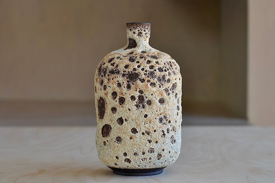 Heather Rosenman Bottle Shaped Cream to Orange Volcanic Vase