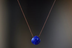 Faceted zen gem necklace in Lapis by Margaret Solow.