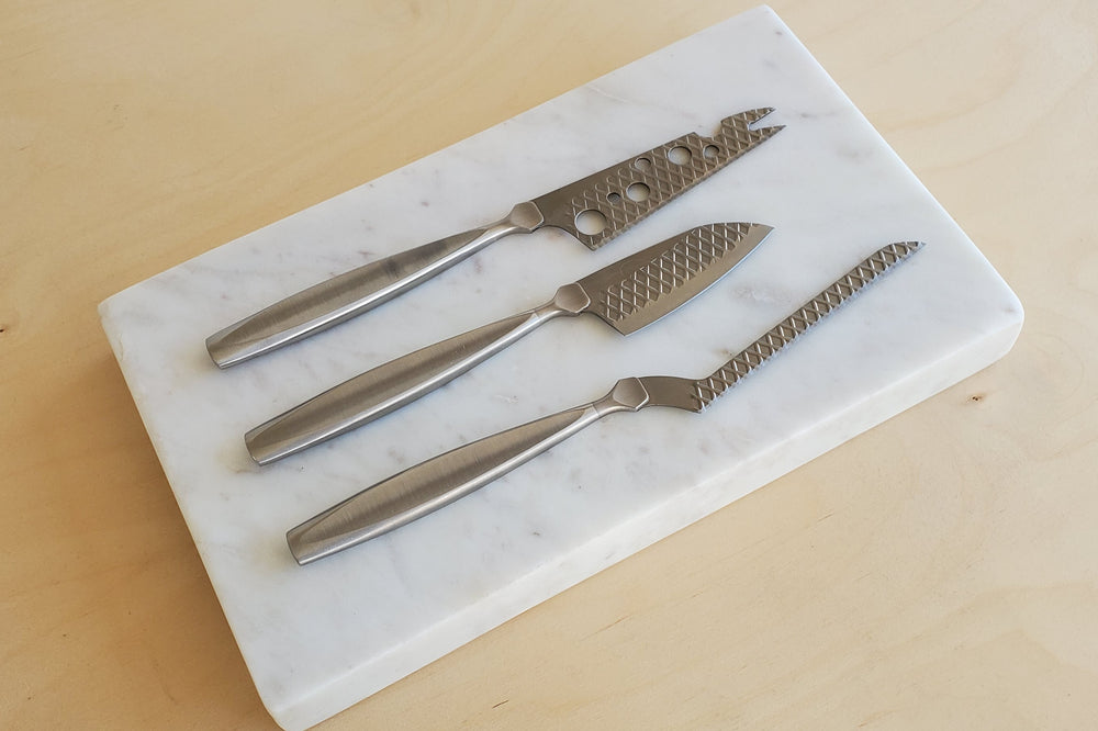 
            
                Load image into Gallery viewer, Stainless steel cheese Knives in a set of three.
            
        
