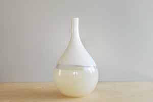 Lattimo White & Ivory Teardrop Vase Small designed by Caleb Siemon & Salazar, who trained with Pino Signoretto. Italian Milk glass.