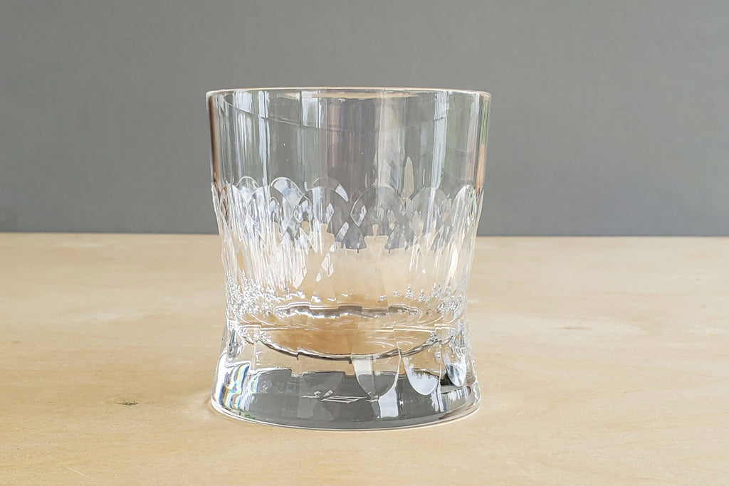 Whiskey Glass I "Cuttings" Series 200ml 6.75oz Crystal glass handcrafted in Waterford Ireland.  Designed by Martino Gamper and included in the permanent collection of the Musee des Arts Decoratifs.