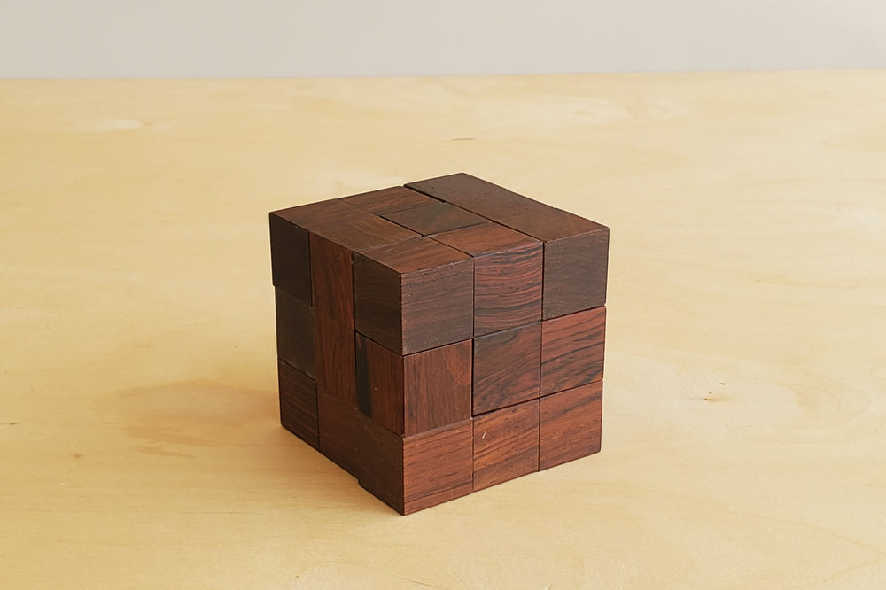 Vintage Danish SOMA cube in rosewood.