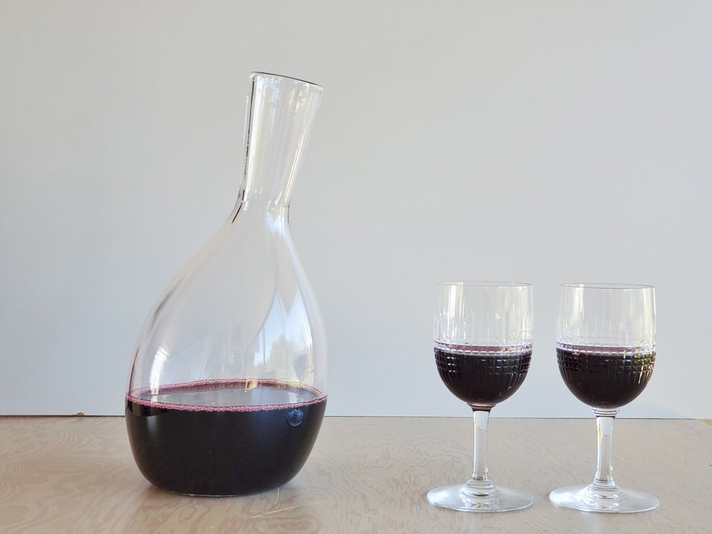 Handblown tilted Wine Decanter.