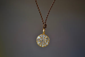 
            
                Load image into Gallery viewer, Pave Diamond Pendant Necklace in 14k yellow Gold on Cord by Margaret Solow.
            
        