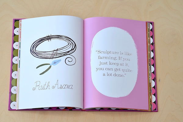 Mid-Century Modern Women in the Visual Arts by Gloria Fowler and illustrator Ellen Surrey. Twenty-five outstanding women in art, design and fashion get a colorful illustration, a carefully selected personal quote and short biography. Included are Sister Corita Kent, Eva Zeisel, Florence Knoll, Ray Eames, Ruth Asawa, Alma Thomas, Mary Blair and many more. 