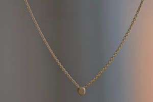 Carla Caruso Itty Bitty Dot Necklace 16" chain 14k yellow gold fixed inline flat hammered.