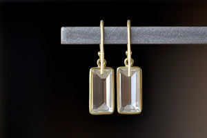 Back view of Medium Baguette Earrings in Crystal  by Tej Kothari.