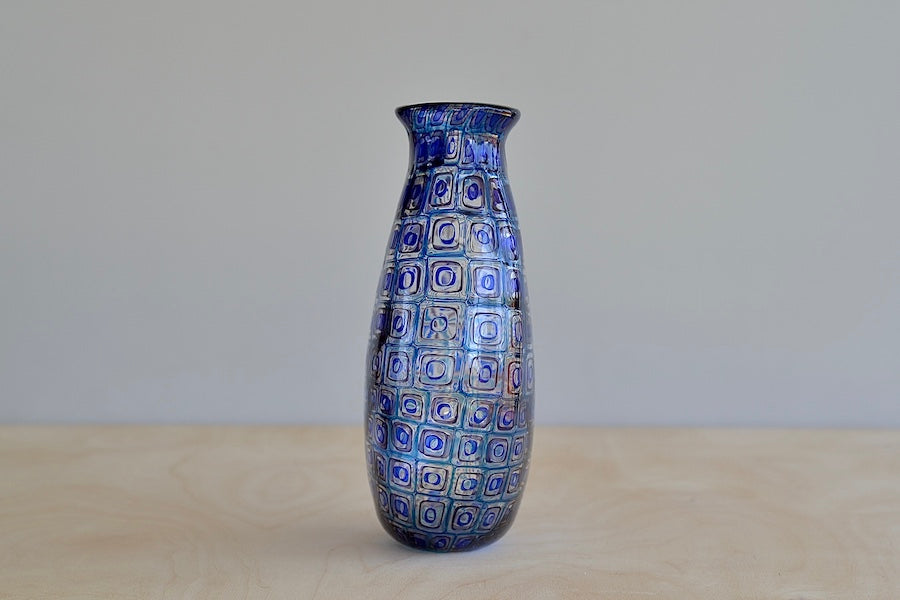 
            
                Load image into Gallery viewer, Robin Mix Small Murrine Vase with Blue windows.
            
        