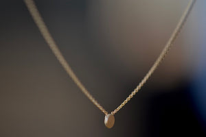 Carla Caruso Not So Itty Dot Necklace 21" chain 14k yellow gold fixed inline flat and hammered. 
