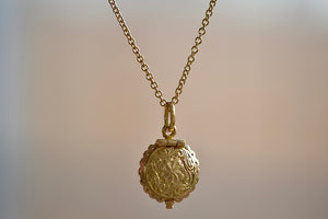 
            
                Load image into Gallery viewer, Back  of Emerald Pendant Locket with pave diamonds by Arman Sarkisyan.
            
        