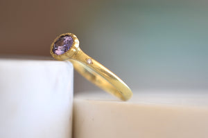
            
                Load image into Gallery viewer, Adel Chefridi Purple Sapphire Blossom ring 18k yellow gold, purple sapphire, diamonds satin finish
            
        