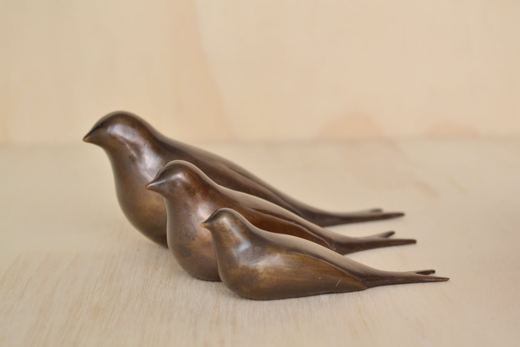 Bronze Objects "Swallows" by Anne Ricketts in three sizes.