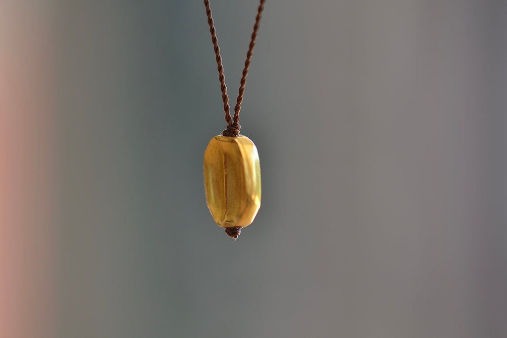 
            
                Load image into Gallery viewer, Margaret Solow 18k Gold Pendant Necklace Seed Bean Disc Nylon Cord
            
        