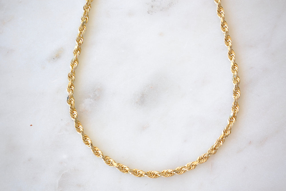 
            
                Load image into Gallery viewer, OK Chain Bar Rope Chains 14k gold 18&amp;quot; rope chain in 4mm wide Handmade in Los Angeles
            
        