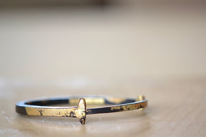 
            
                Load image into Gallery viewer, Pat Flynn Dust Nail Bracelet Blackened iron, 22k gold accents, 18k gold hinge
            
        