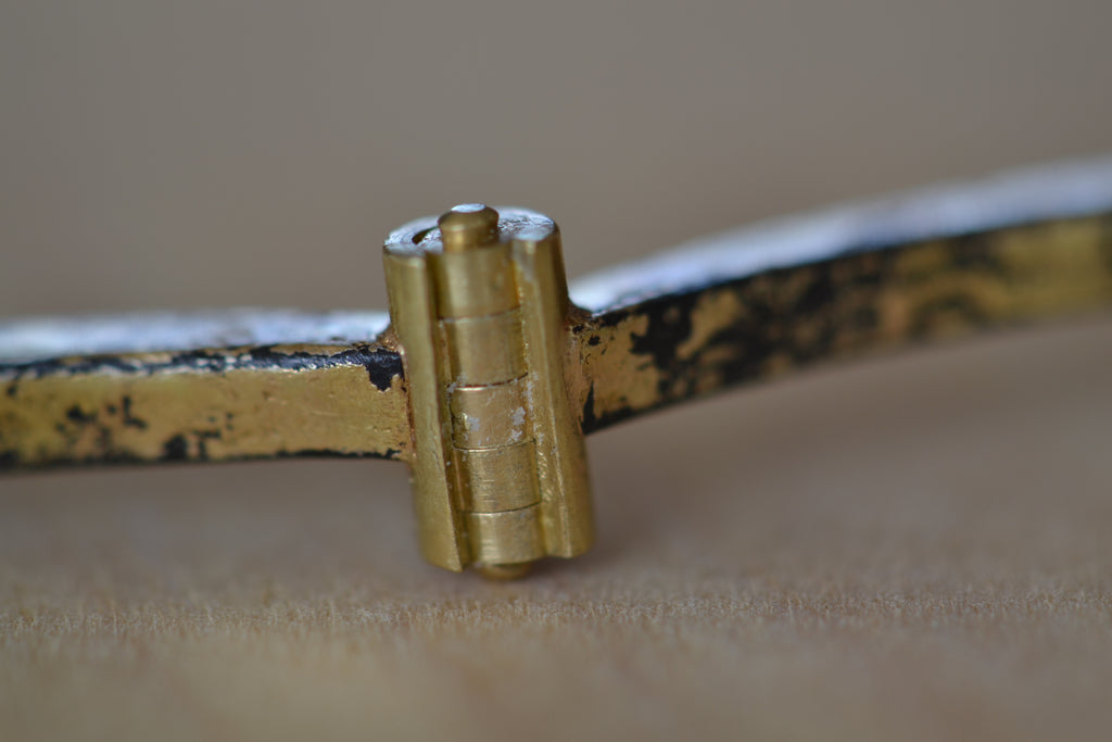 Pat Flynn Super Dust Superdust Nail Bracelet Forged Blackened iron 22k Gold Dust, 18k gold hinge