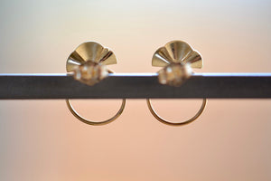 
            
                Load image into Gallery viewer, Open Earrings Small by Kaylin Hertel in 14k yellow gold with Canadian diamond and hoop on post closure.
            
        