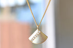 Diamond Stripe Fan Pendant Necklace