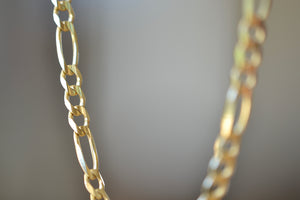 
            
                Load image into Gallery viewer, OK Chain Bar Figaro Chain Large 4mm wide 14k gold 20&amp;quot; 
            
        