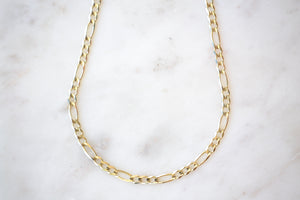 
            
                Load image into Gallery viewer, OK Chain Bar Figaro Chain Large 4mm wide 14k gold 20&amp;quot; 
            
        