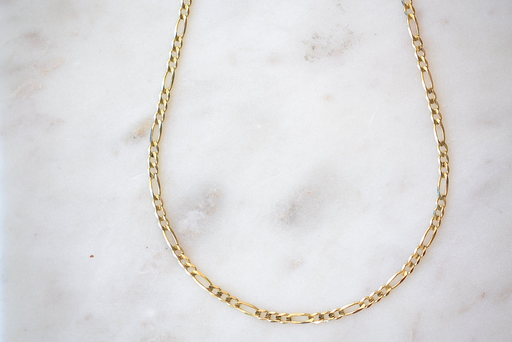 
            
                Load image into Gallery viewer, OK Chain Bar Figaro Chain 3mm 14k gold 18&amp;quot;  
            
        