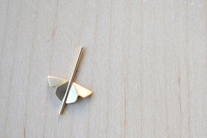 
            
                Load image into Gallery viewer, Kaylin Hertel single Lotus Stud earring in 14k yellow gold  is made out of Abstract motif formed from creases of gold balanced on a stick.
            
        