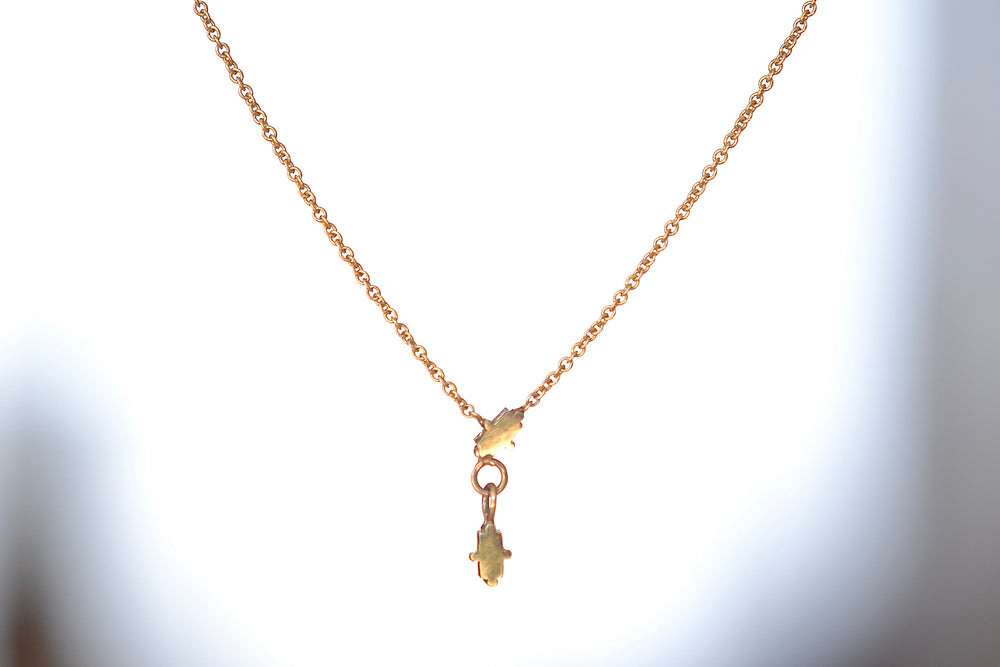 
            
                Load image into Gallery viewer, Lizzie Mandler Shift White Diamond Baguette Necklace in 18k yellow gold.
            
        