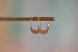 
            
                Load image into Gallery viewer, Marian Maurer Zoe Hoops Safety Pin Earrings 18k yellow recycled gold lightweight 
            
        
