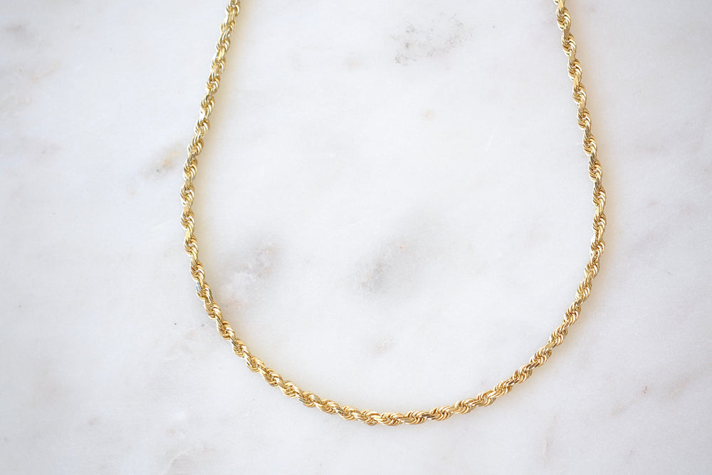 
            
                Load image into Gallery viewer, OK Chain Bar Rope Chains 14k gold 18&amp;quot; rope chain in 3mm wide Handmade in Los Angeles
            
        