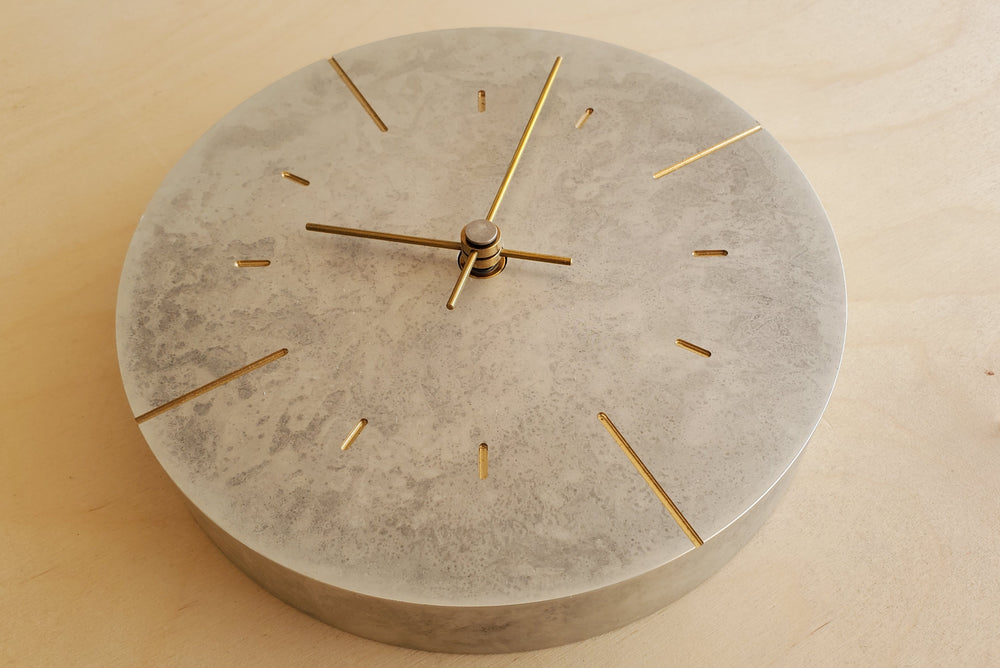 
            
                Load image into Gallery viewer, Japanese Cast Brass Clock &amp;quot;Orb&amp;quot; Silver Finish made in Toyama.
            
        