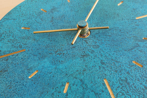 Japanese Cast Brass Clock "Orb" Verdigris Finish made in Toyama.